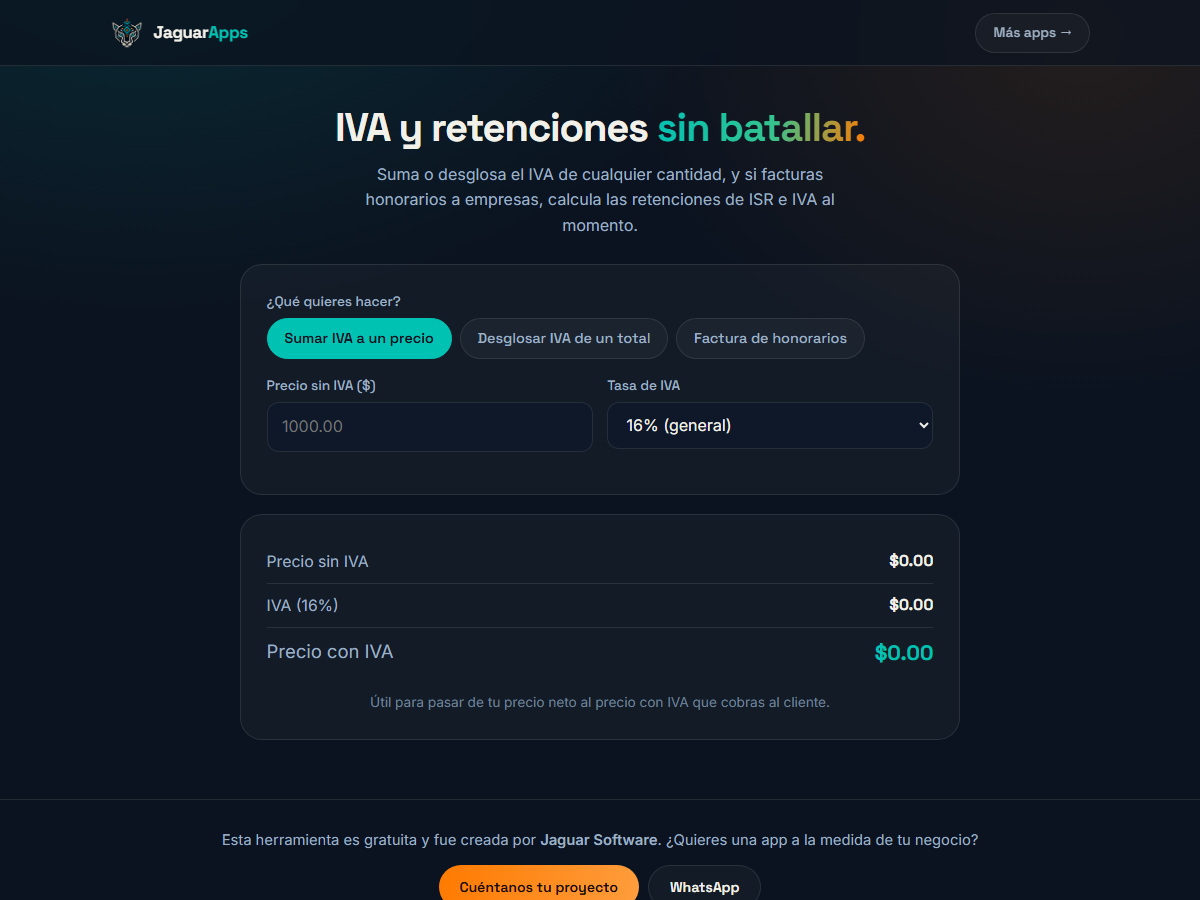 Calculadora de IVA y retenciones