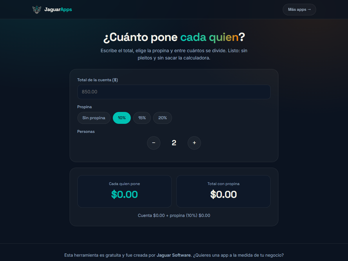 Divisor de cuenta y propina